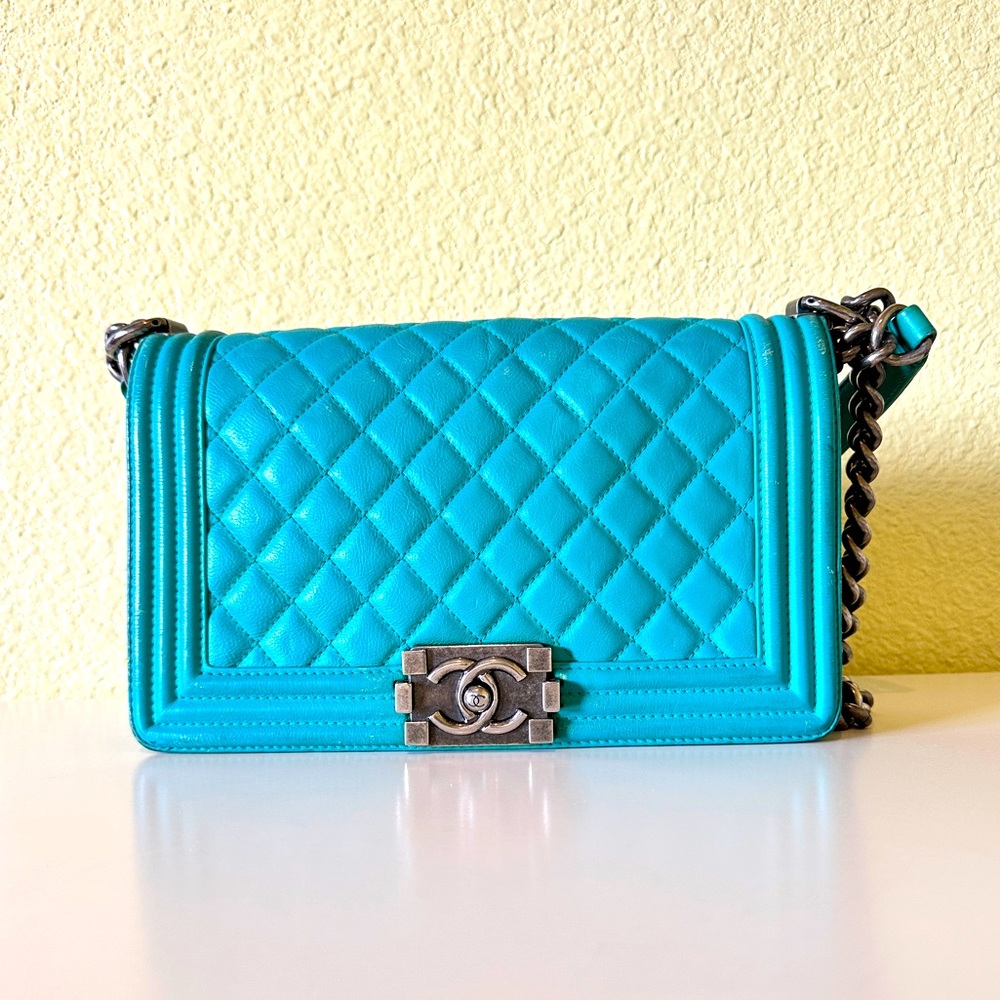 Authentic Chanel Leboy medium size green